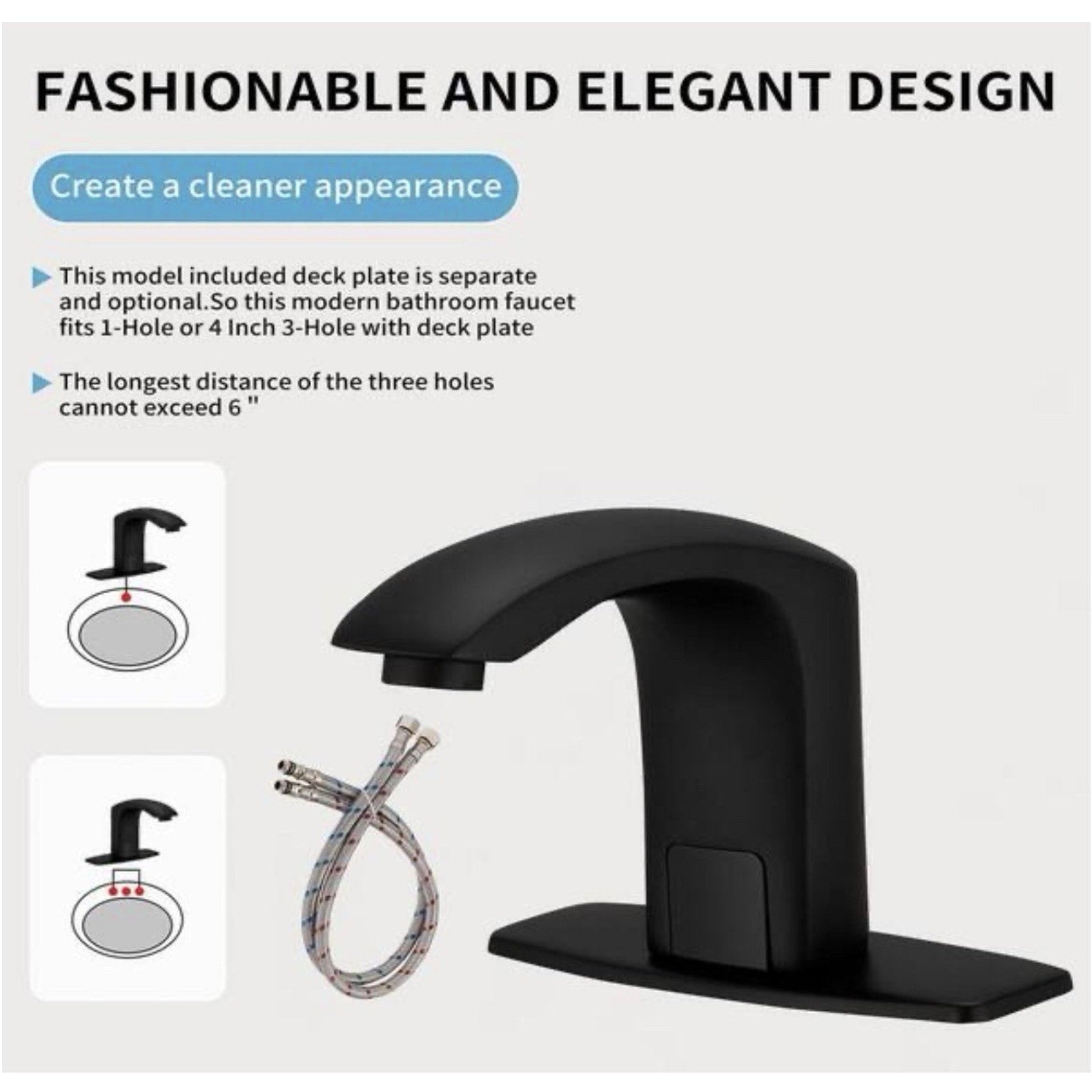 BWE A-918106-B Automatic Sensor Touchless Bathroom Sink Faucet Matte Black (2 available)