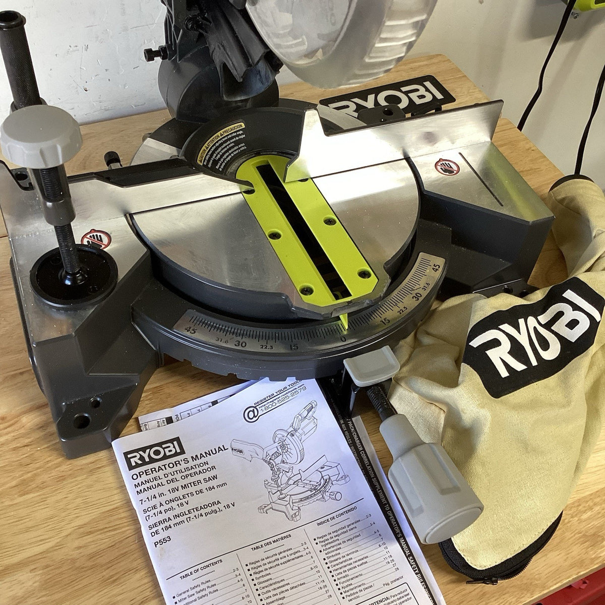 RYOBI ONE+ 18V Cordless 7-1/4 in. Compound Miter Saw 1003896316 P553 (Tool Only)