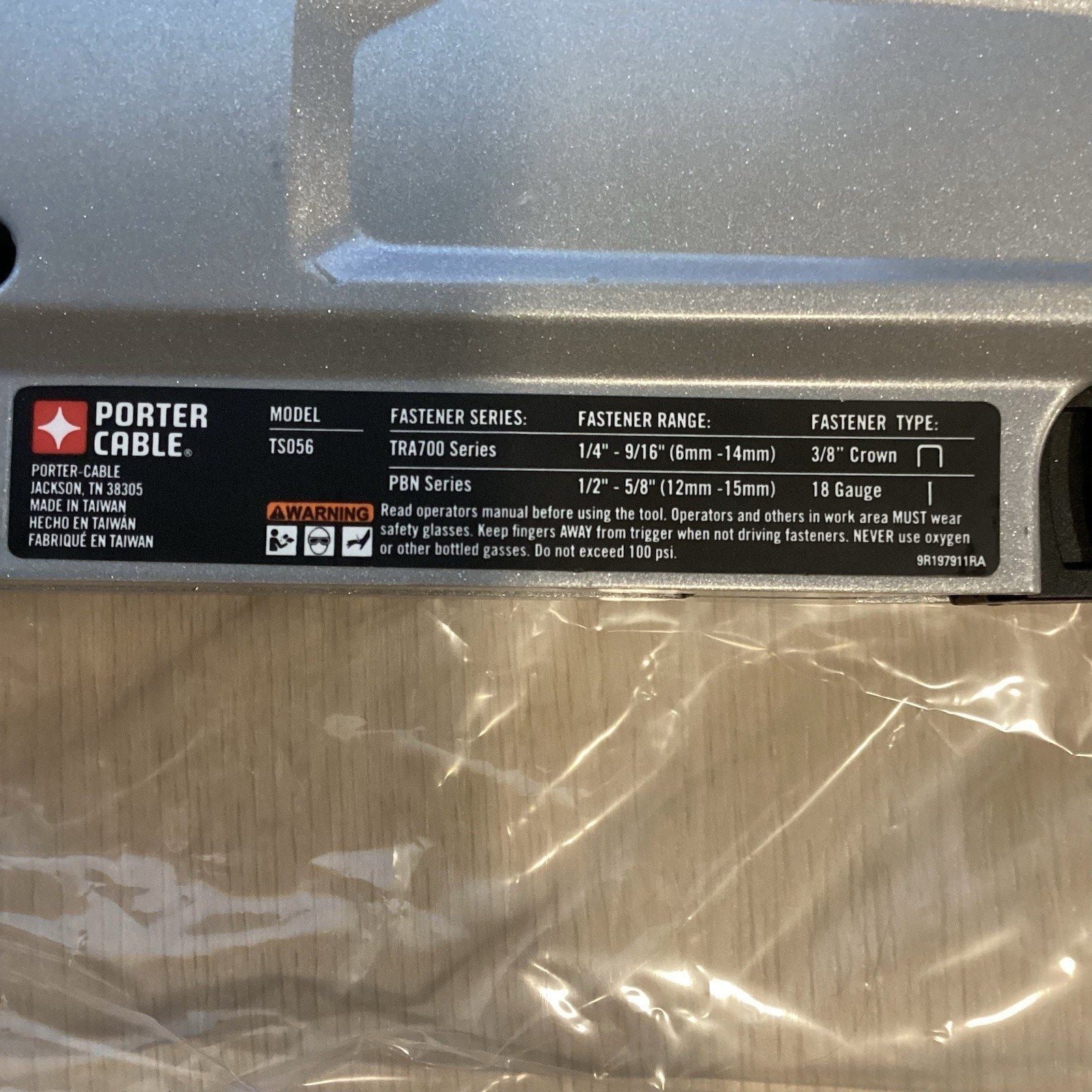 Porter Cable TS056 Crown Staple Gun Stapler Heavy Duty Pneumatic, 18 Gauge, 3/8"