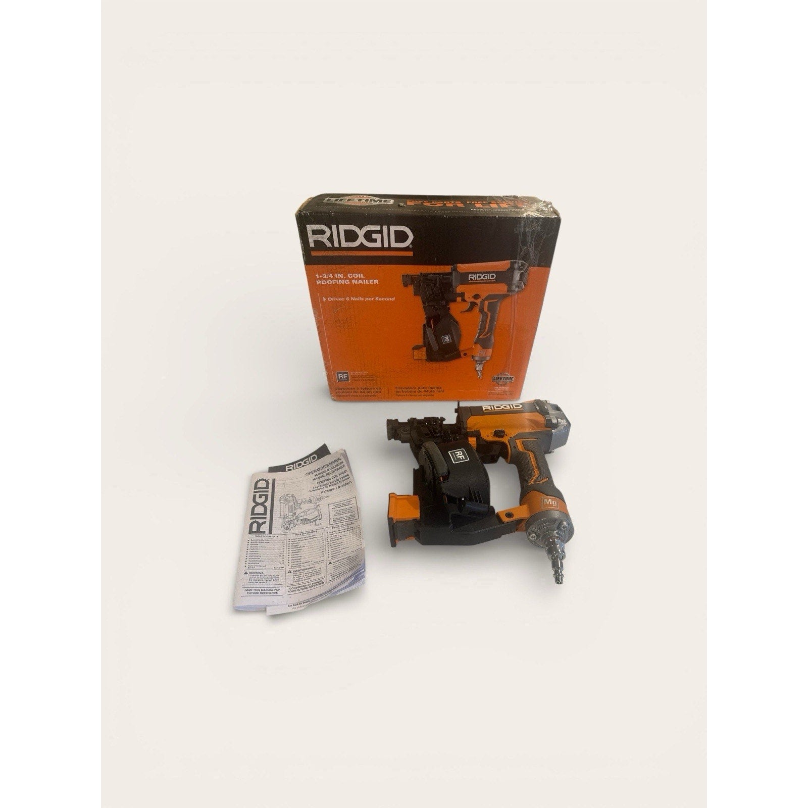 RIDGID 15 Degree 1-3/4 in Coil Roofing Nailer R175RNF Magnesium Housing
