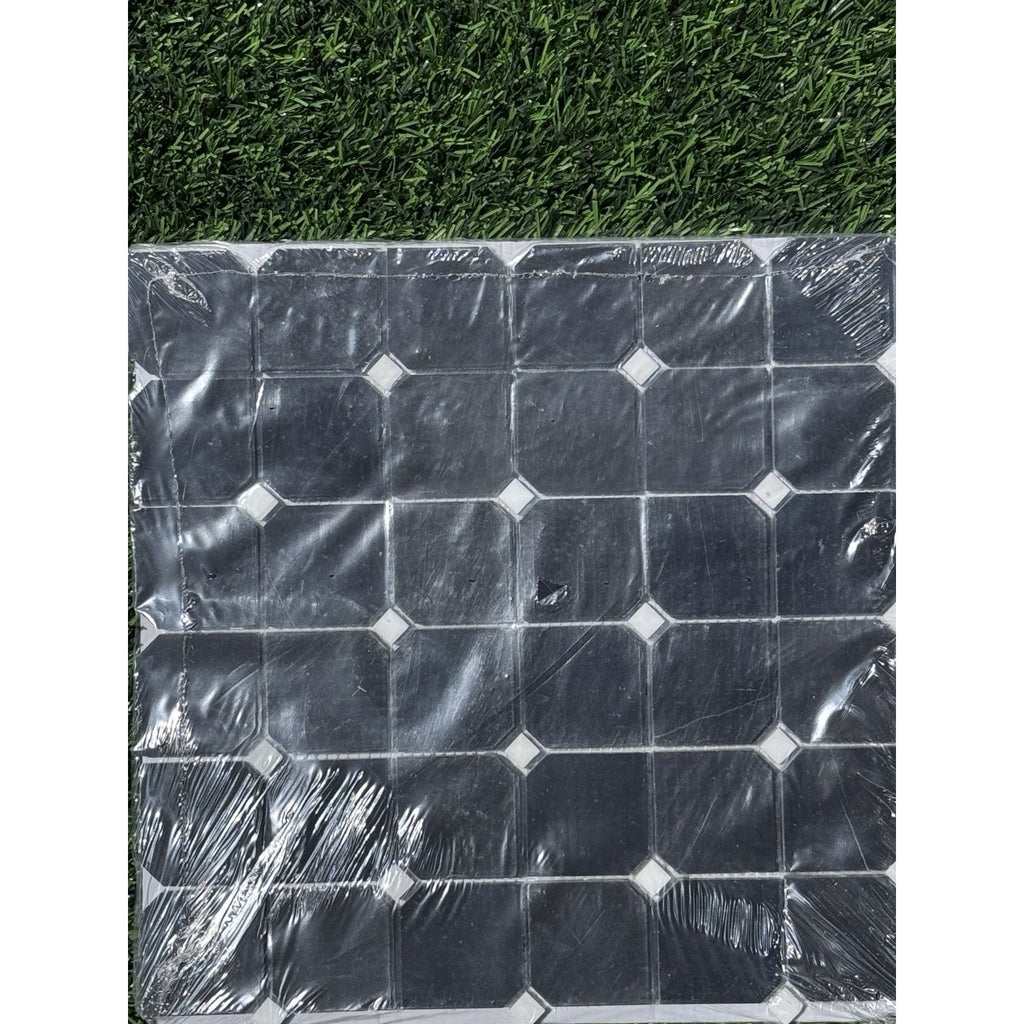 Fortune Black 11.625 in. x 11.625 in. Polished Black/White 39 Pieces MSRP $500+