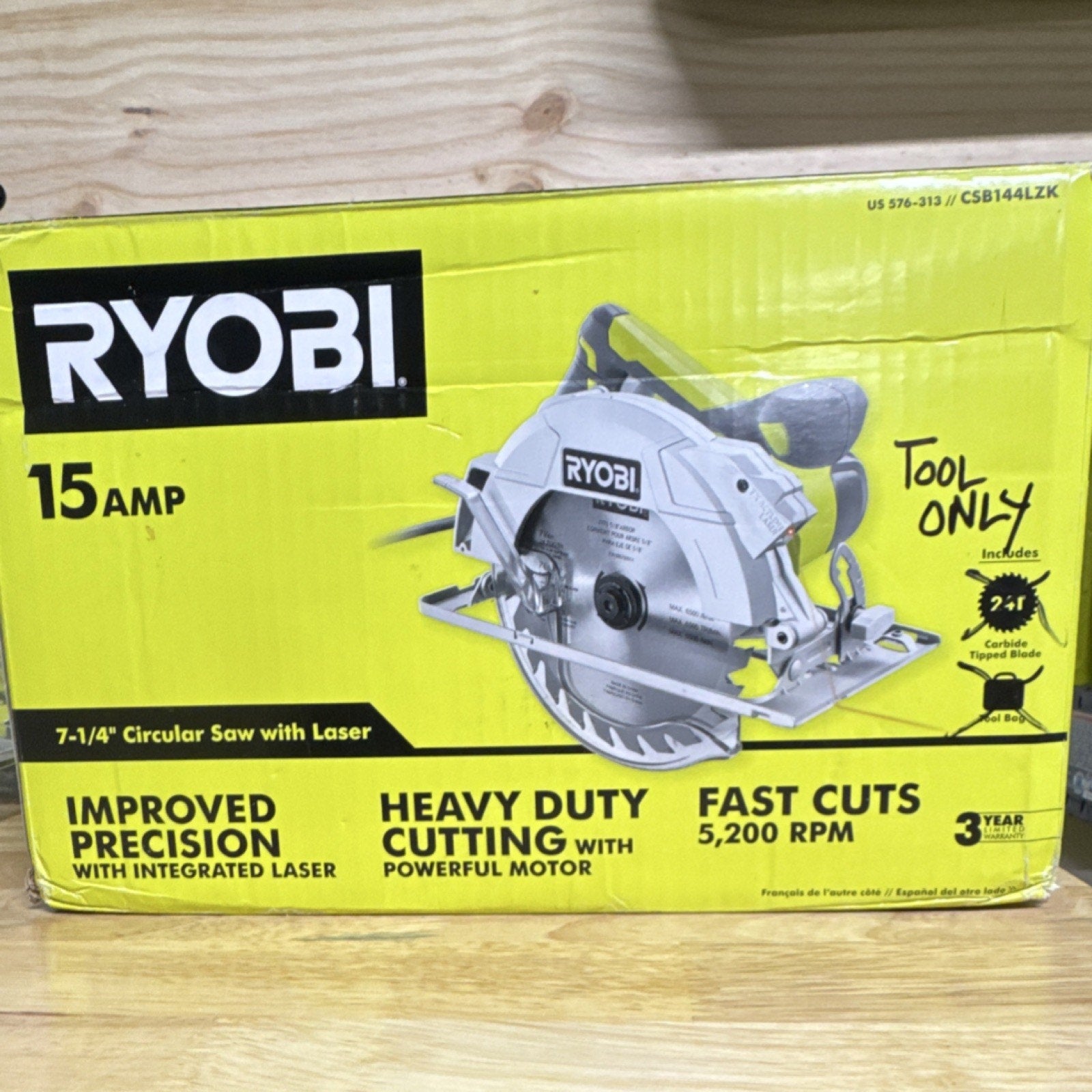 Ryobi 7-1/4 in Corded Electric Circular Saw CSB144LZK with Laser- Tool Only
