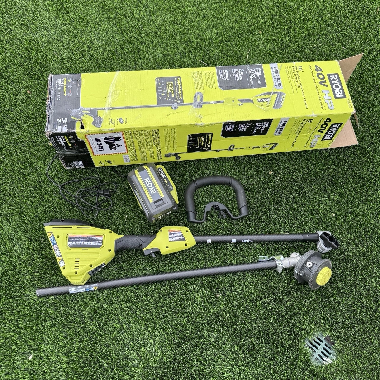 Ryobi HP 40V Brushless Cordless Carbon Fiber Shaft Attachment String Trimmer