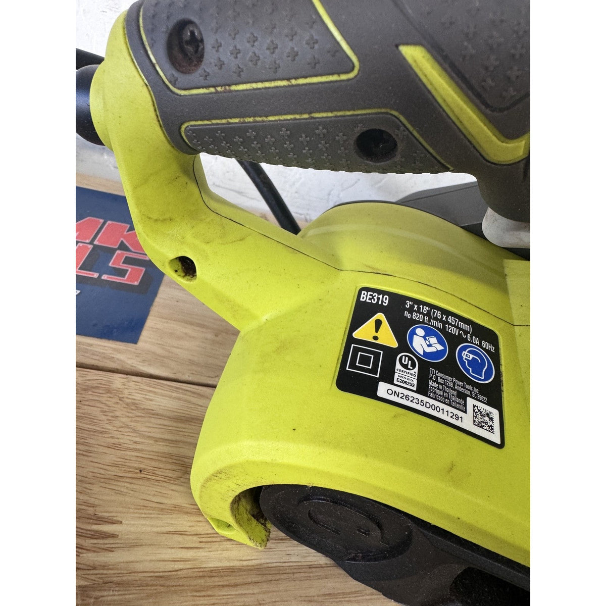 Ryobi BE319 CORDED Belt Sander 3x18 6 Amp Tested Working Very Used Dust Bag