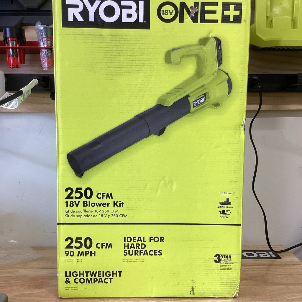 RYOBI ONE+ 18V 90 MPH 250 CFM Cordless Leaf Blower/Sweeper w/ 2.0 Ah Battery