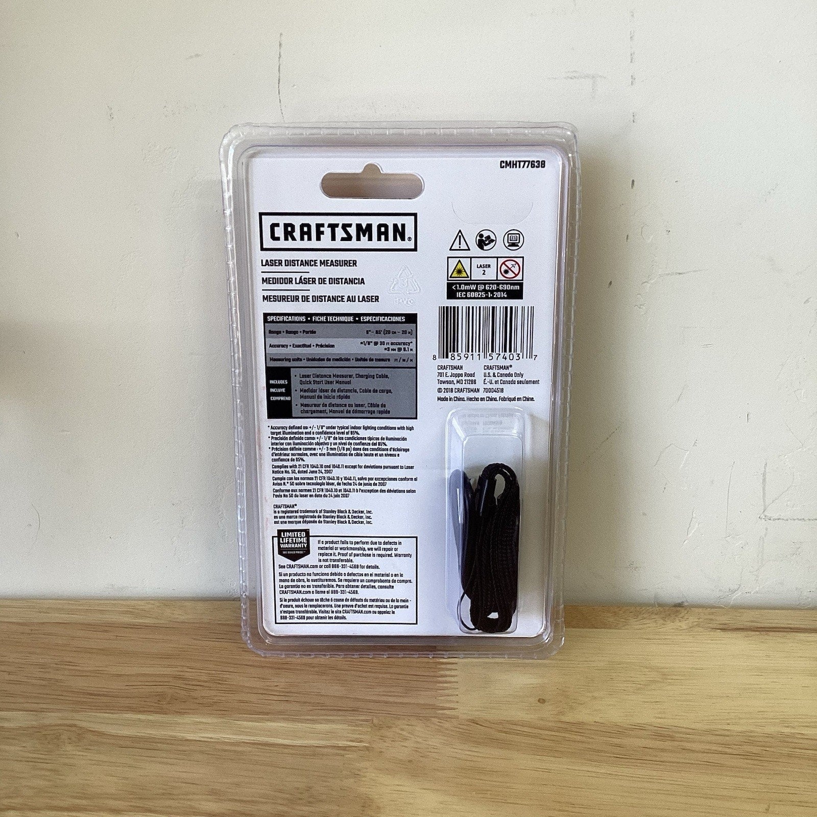 NEW Craftsman Laser Distance Measurer 65' 20 M Range CMHT77638