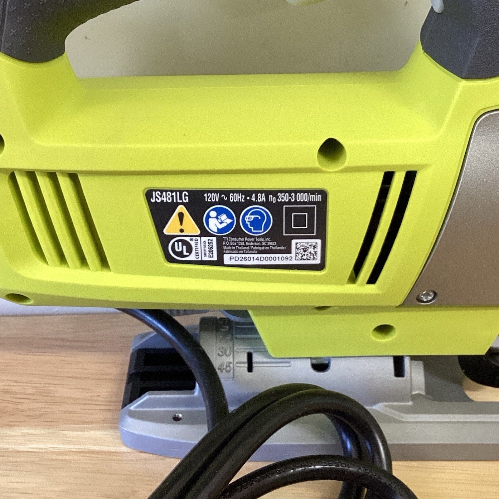Ryobi JS481LG 4.8A Jig Saw