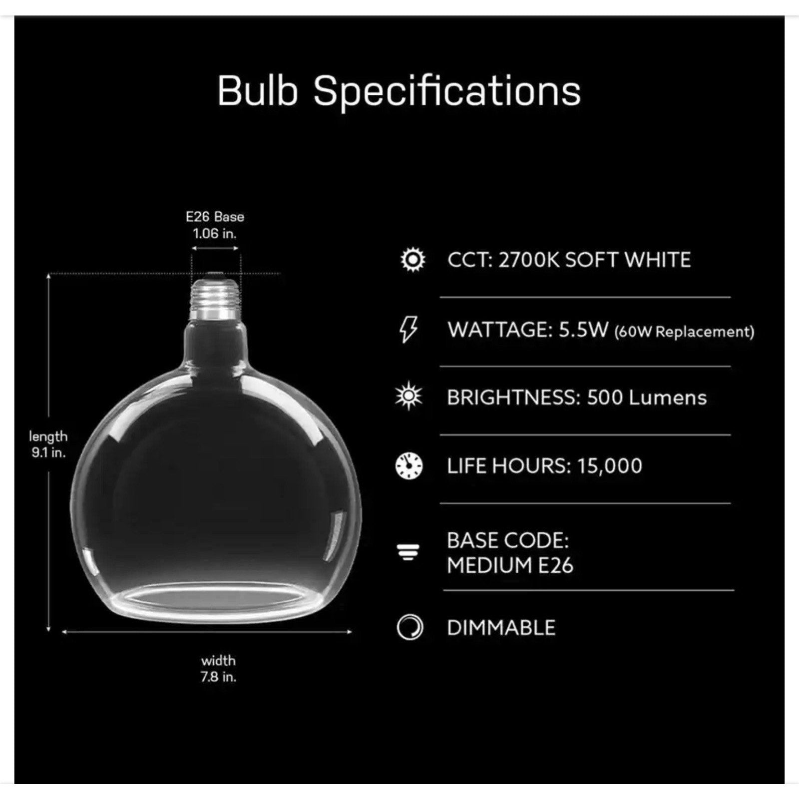 Feit G63 E26 Filament LED Bulb 60W Equiv Soft White