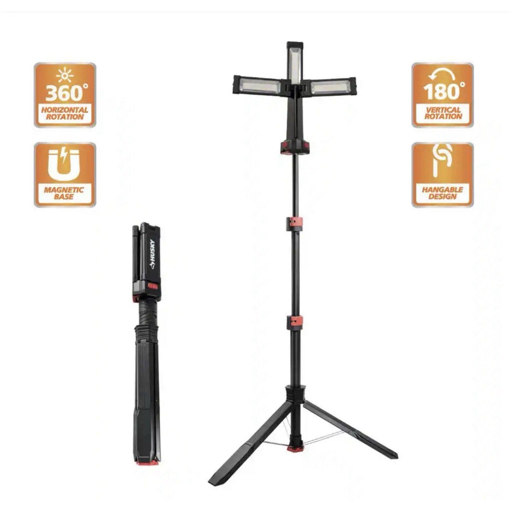 Brand New! 2200 Lumen Husky Rechargeable Led Work Light W/ Tripod Removable Base