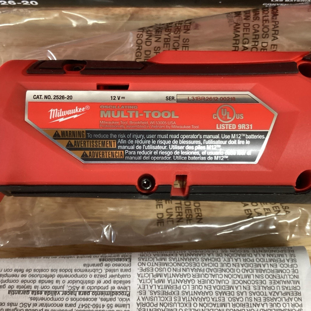 BRAND NEW OB Milwaukee 2526-20 12V Oscillating Multi-Tool Tool Only