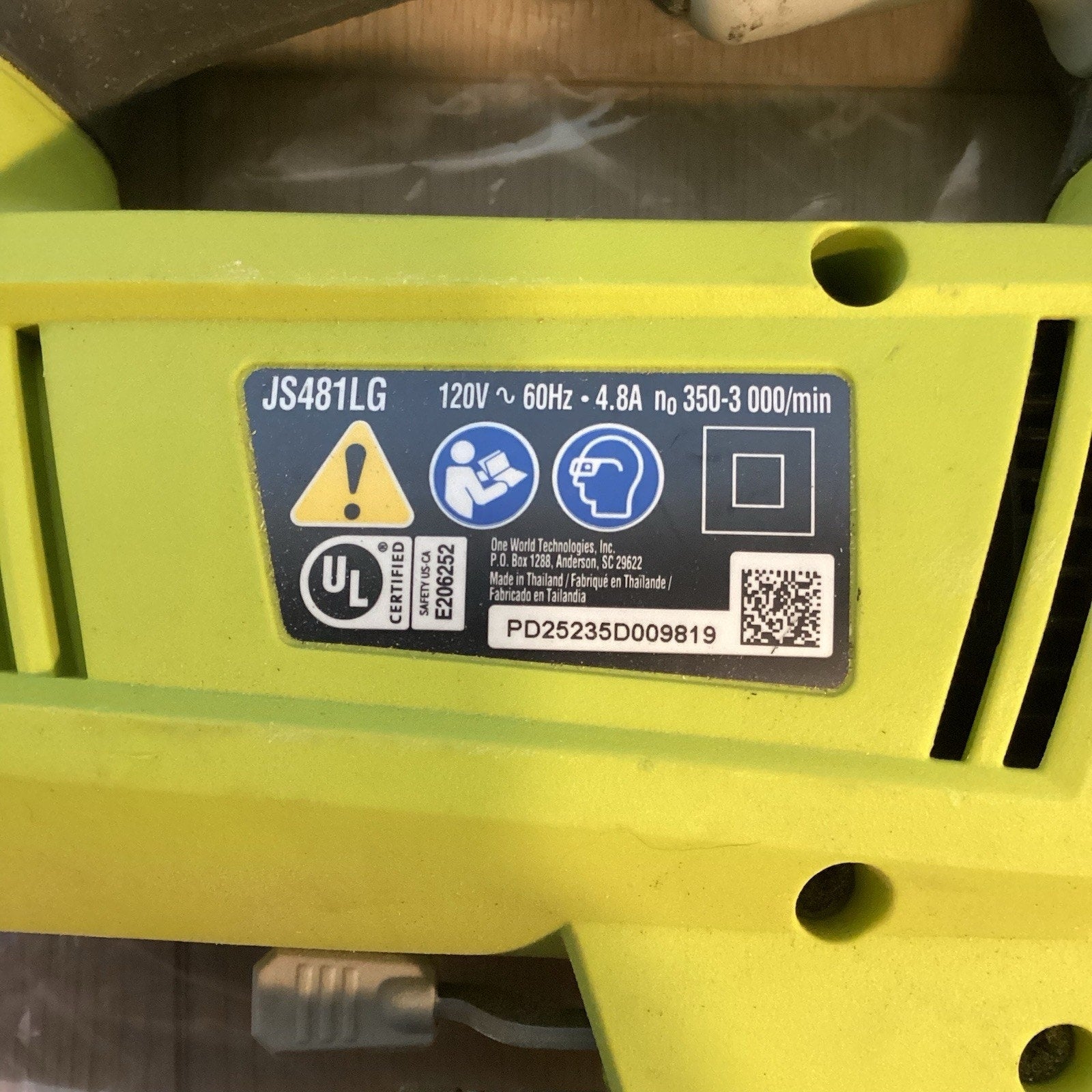 Ryobi JS481LG 4.8A Jig Saw