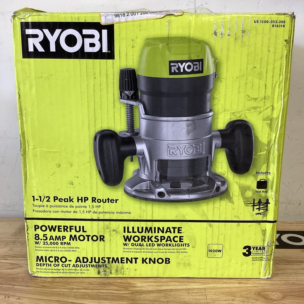 Ryobi R1631K 8.5 Amp 1-1/2 Peak HP Fixed Base Router Kit