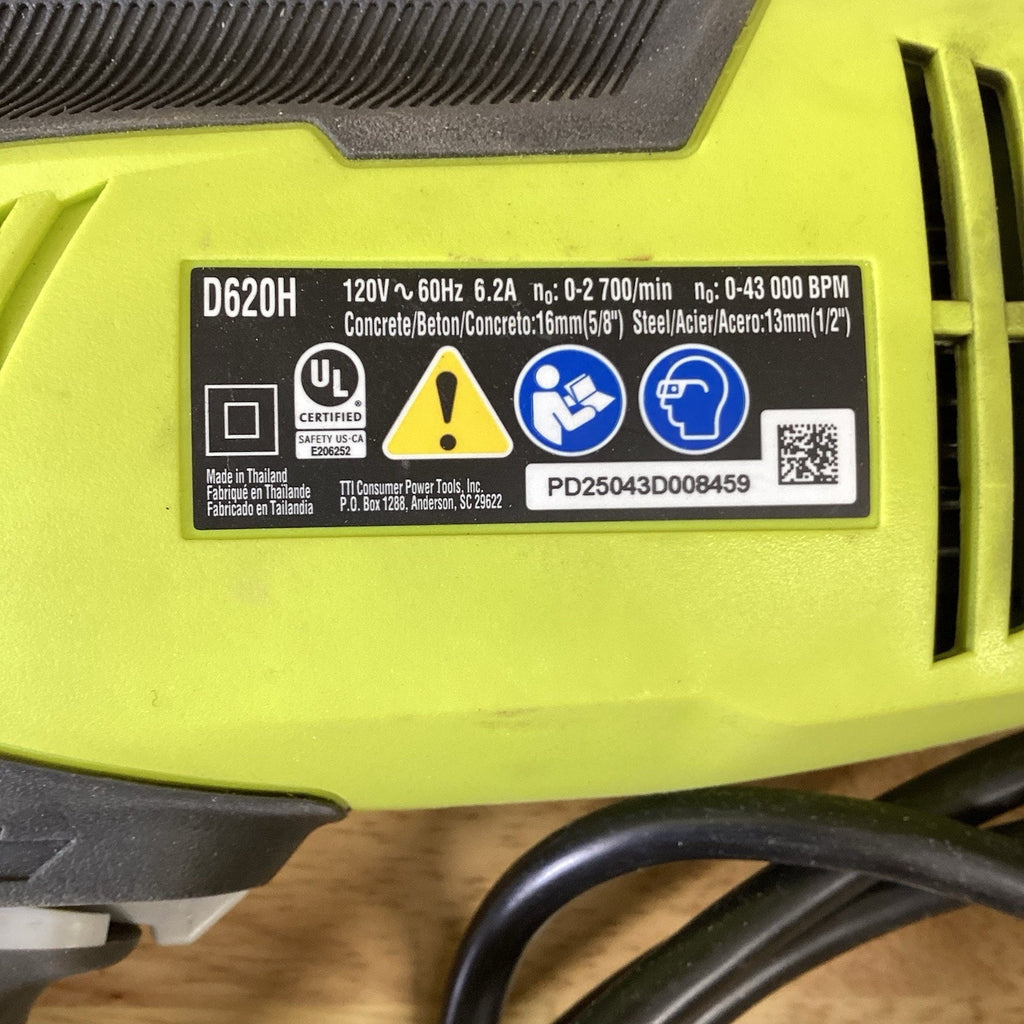 Ryobi D620H 5/8 inch Variable Speed 6.2 Amp Heavy Duty Hammer Drill Driver