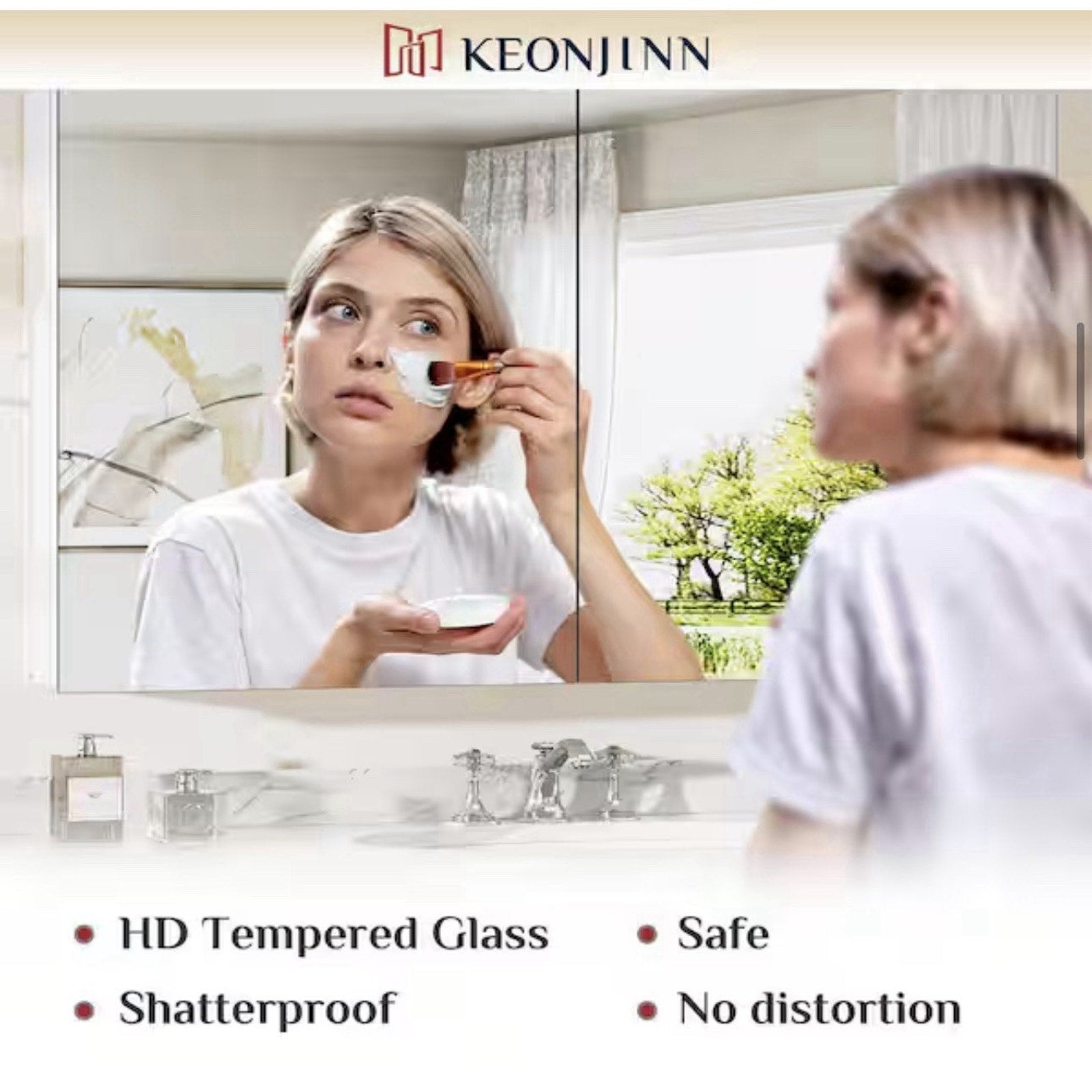 KeonJinn 16 in. W x 24 in. H Medicine Cabinet Rectangular Frameless