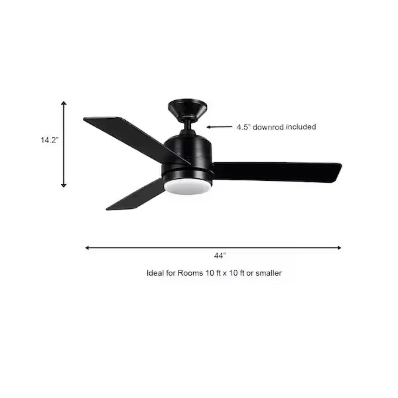 Castlegate 44 in. Indoor Integrated LED Matte Black Ceiling Fan w/light Kit