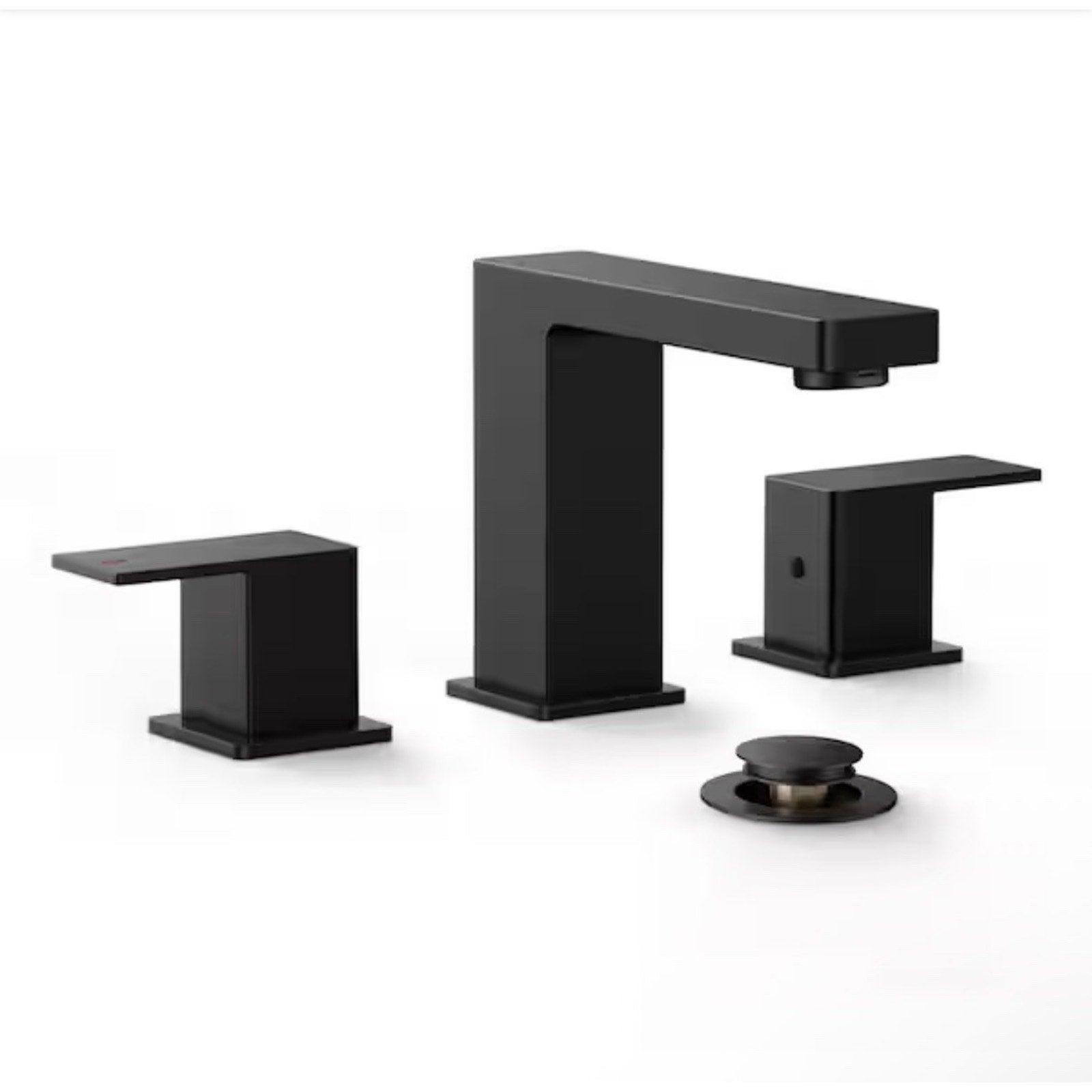 FORIOUS MODERN 8" WIDESPREAD DOUBLE HANDLE BATHROOM FAUCET + STOPPER MATTE BLACK