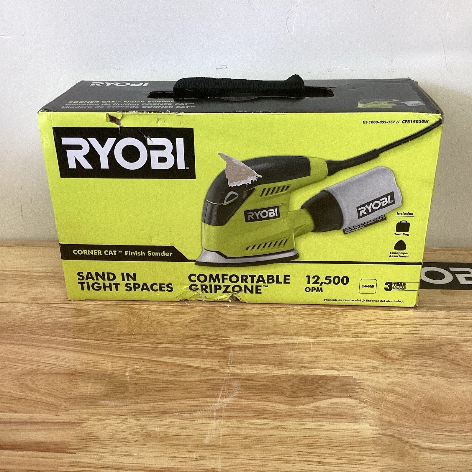 RYOBI 1.2 Amp Corded 5.5 in. Corner Cat Sander w/ Dust Bag & Storage Item- 319
