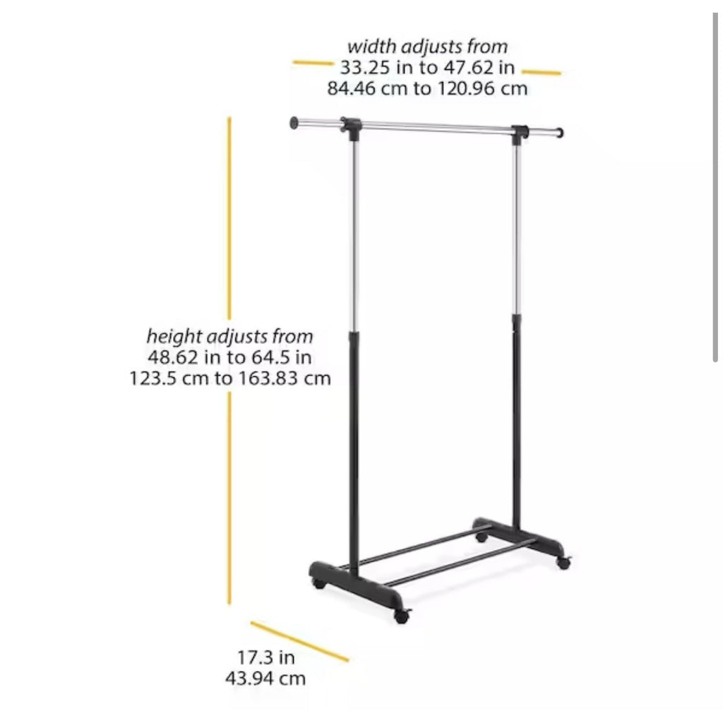 Whitmor Chrome Metal Clothes Rack 47.625 in. W x 64.5 in. H