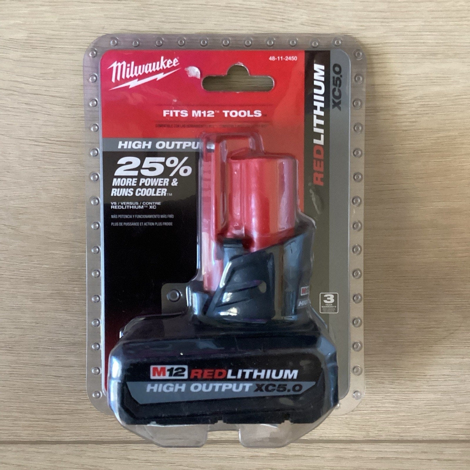 Milwaukee M12 High Output XC5.0 Lithium-Ion Battery Pack - Red (48-11-2450)