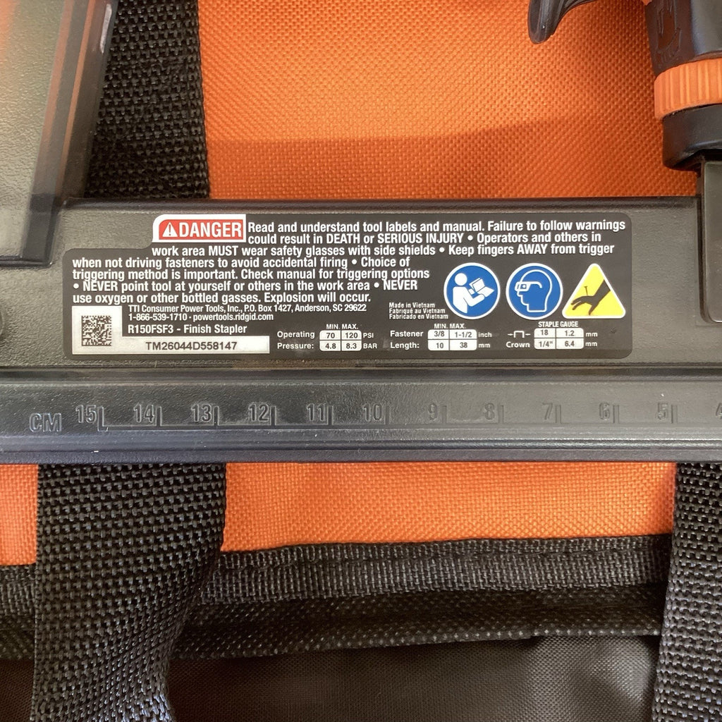 RIDGID R150FSF 18-Gauge Finish Stapler 70 psi