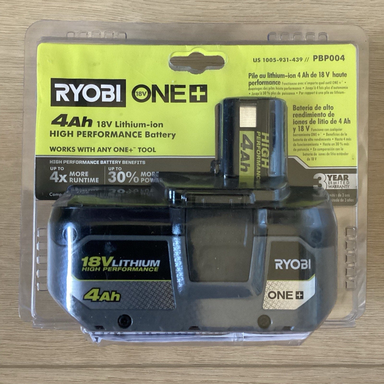 Ryobi ONE+ PBP004 18V Lithium-Ion 4.0 Ah Battery - Black