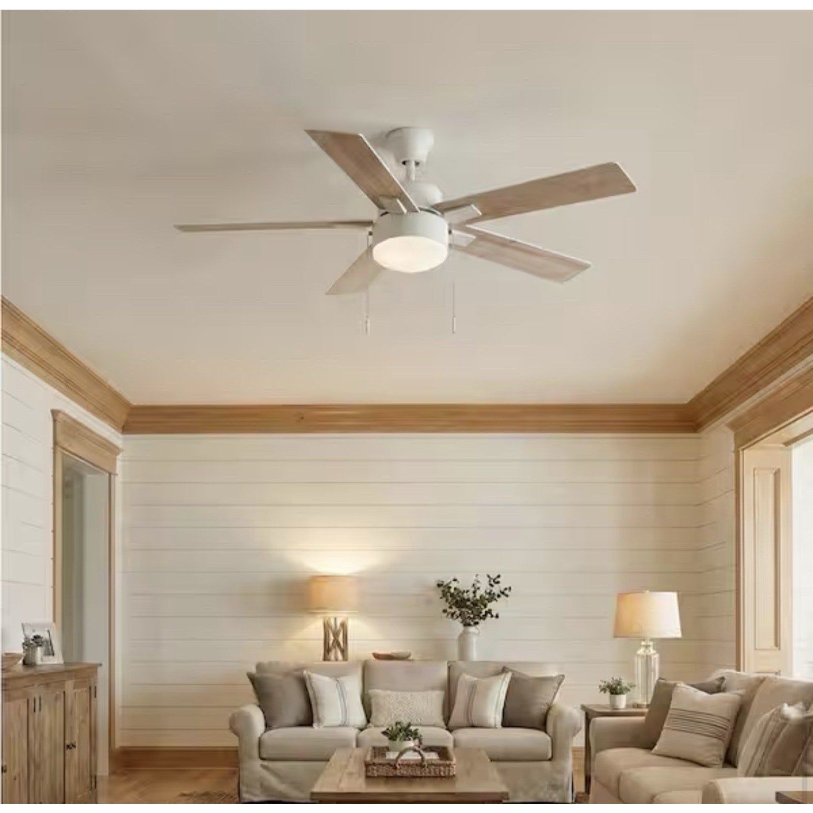 Hampton Bay 52 in Corwin Indoor/Outdoor Matte White LED Ceiling Fan w/ Light Kit