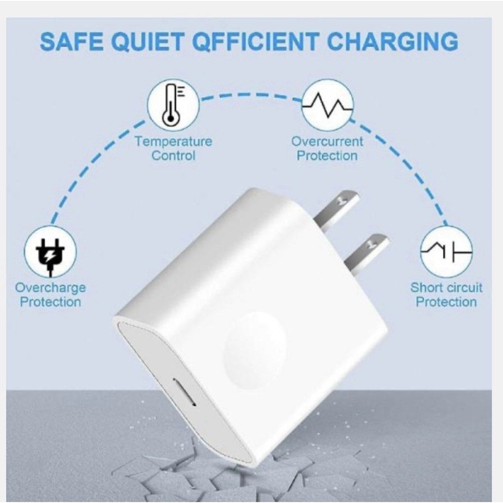 Universal 20w USB-C charger block and 3ft cable