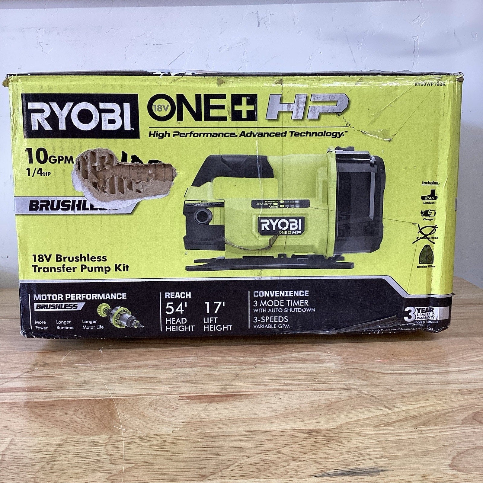 Ryobi ONE+ HP 18V Transfer Pump W/ 2 Ah Battery and Charger,Cordless RY20WP182K