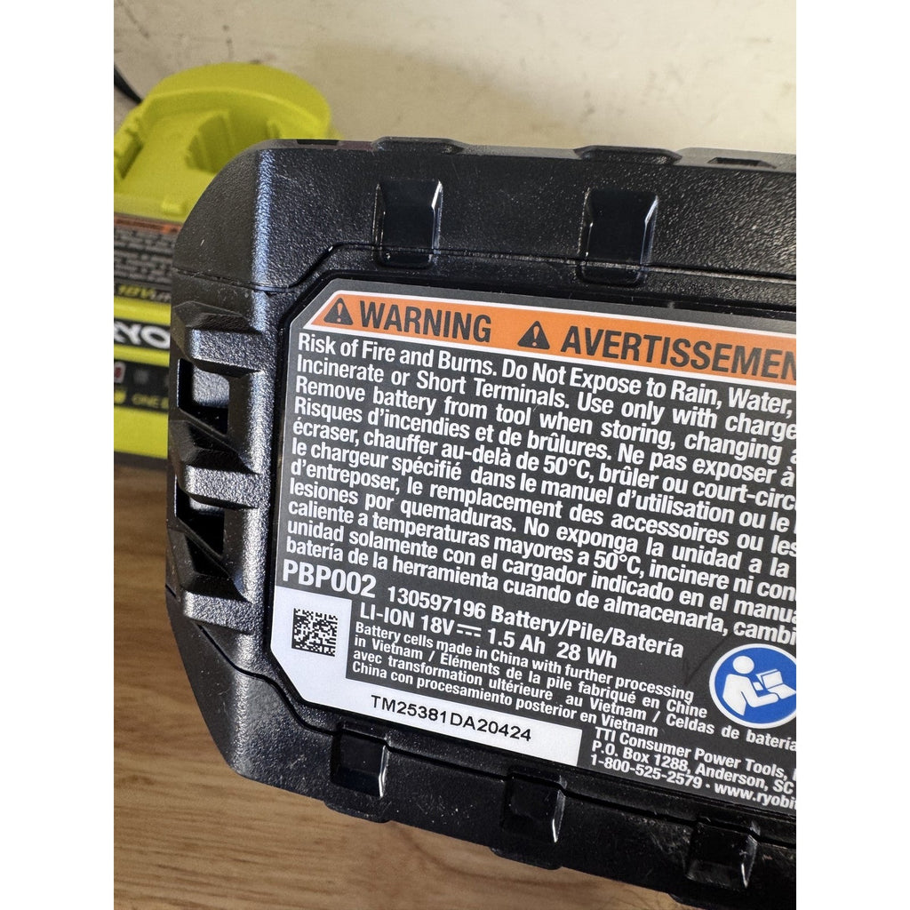 Ryobi PCL206K1 18V ONE+ 1/2 in Drill Driver Kit 1.5 Ah Battery Charger Open Box