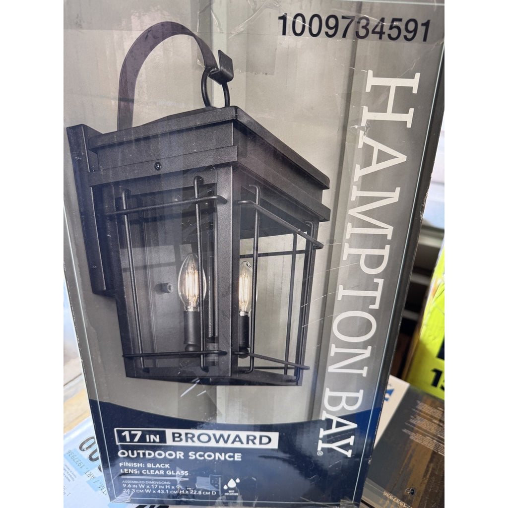 Hampton Bay Broward Outdoor Wall Light Matte Black - Open Box