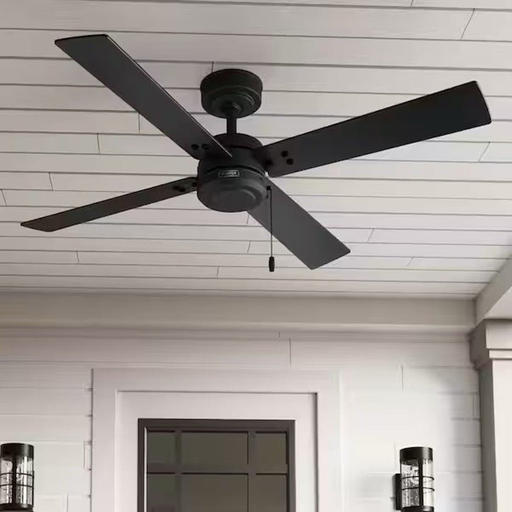 Hunter Midnight Prairie 52 in. Indoor/Outdoor Matte Black Ceiling Fan New