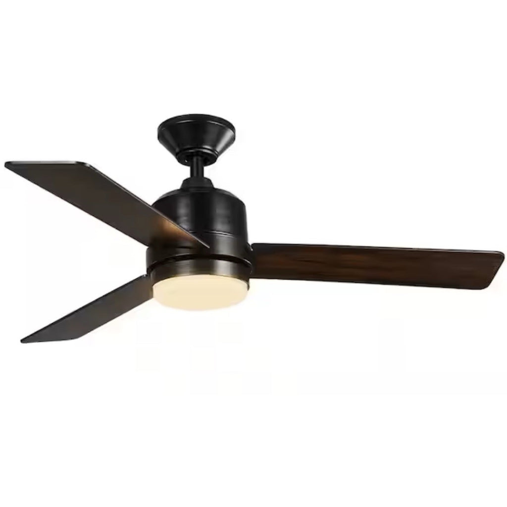 Castlegate 44 in. Indoor Integrated LED Matte Black Ceiling Fan w/light Kit