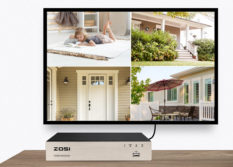 ZOSI 1080P TVI CCTV System 8CH Network TVI DVR 8PCS 2MP Weatherproof Home Security Camera System Wired Surveillance DVR Kit