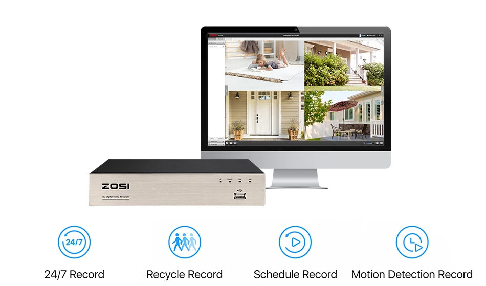 ZOSI 1080P TVI CCTV System 8CH Network TVI DVR 8PCS 2MP Weatherproof Home Security Camera System Wired Surveillance DVR Kit