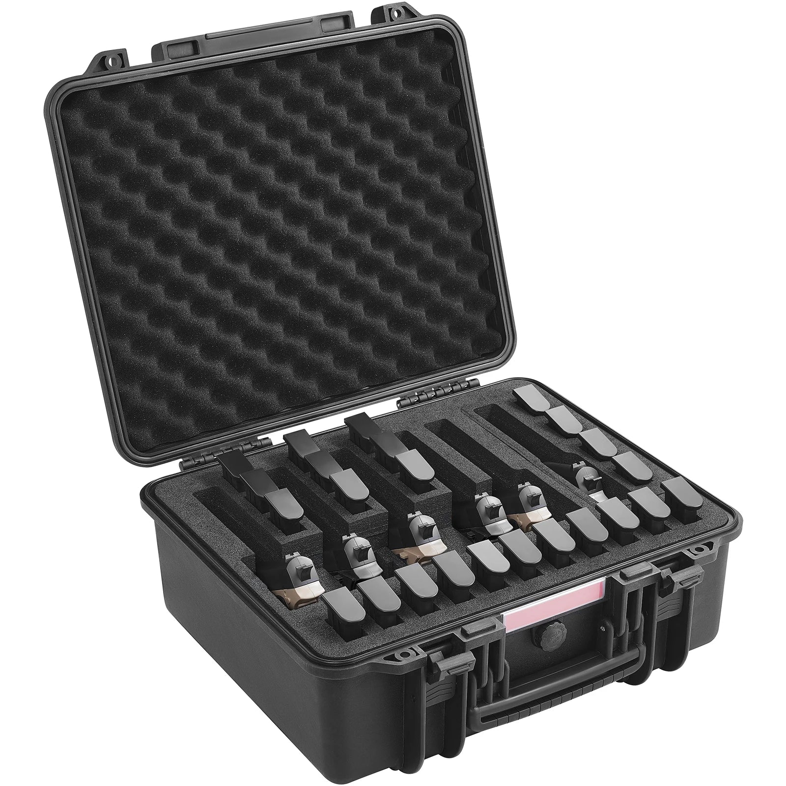SucceBuy Hard Pistol Cases with Pre-cut PU Foam Lining Waterproof Dustproof Hard Gun Case for 1/2/5/6Pistol Lockable Pistol Case