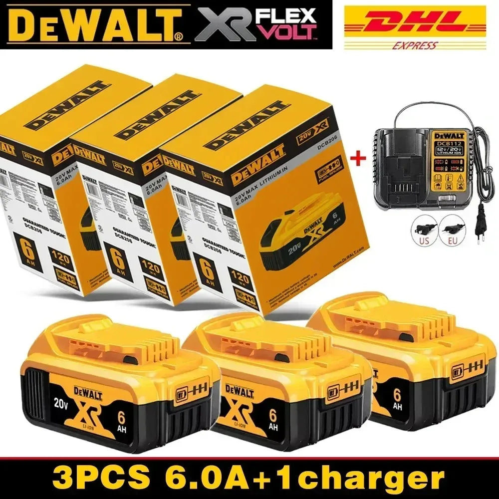 100%Original Dewalt 20V 6000mAh Power Tool Battery DCB206 DCB205 DCB200 DCF887 DCG405 DCD791 DCF922 DCF850 DCD805 tool battery