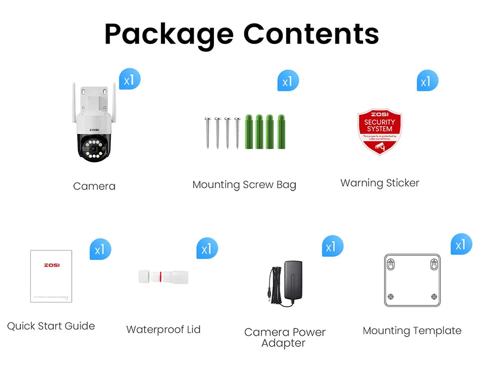 ZOSI C296 5MP/8MP PTZ WiFi 6 Camera Person Vehicle Package Detect Wireless CCTV Video Surveillance Cam Home Security Protection
