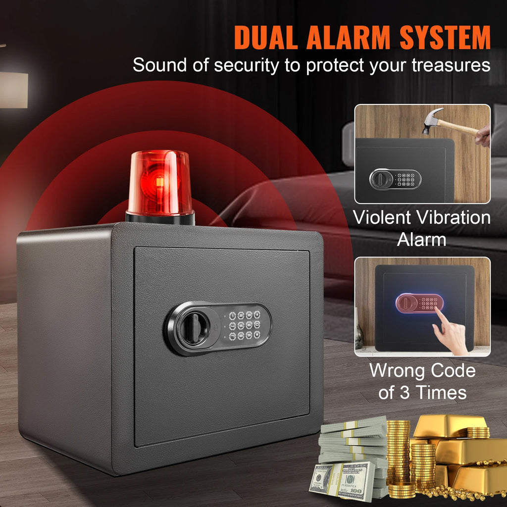 SucceBuy 1.2Cubic Feet Electronic Safe Deposit Safe Box W/ Digital Access & Override Keys for Money Gun Jewelry Document Home