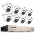 ZOSI 1080P TVI CCTV System 8CH Network TVI DVR 8PCS 2MP Weatherproof Home Security Camera System Wired Surveillance DVR Kit