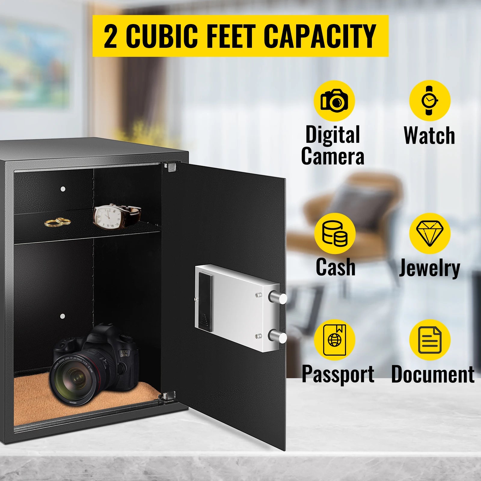 SucceBuy Electronic Safe Deposit Box Secret Hidden Piggy Bank Digital Access &Override Keys for Store Money Gun Jewelry Document