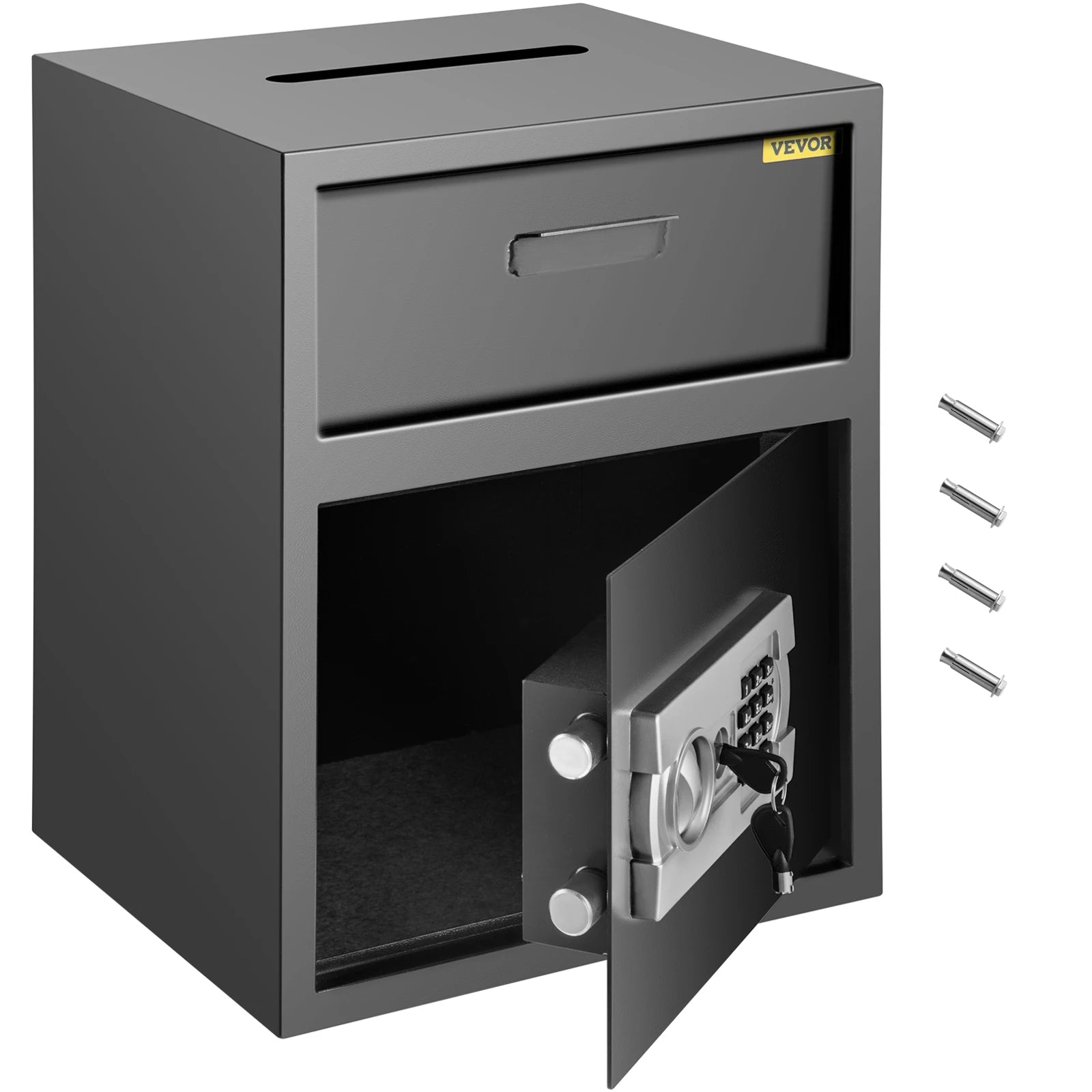 VEVOR Electronic Safe Deposit Box With Drop Slot Secret Hidden Piggy Bank Security Digital Access Two Keys for Store Money Guns