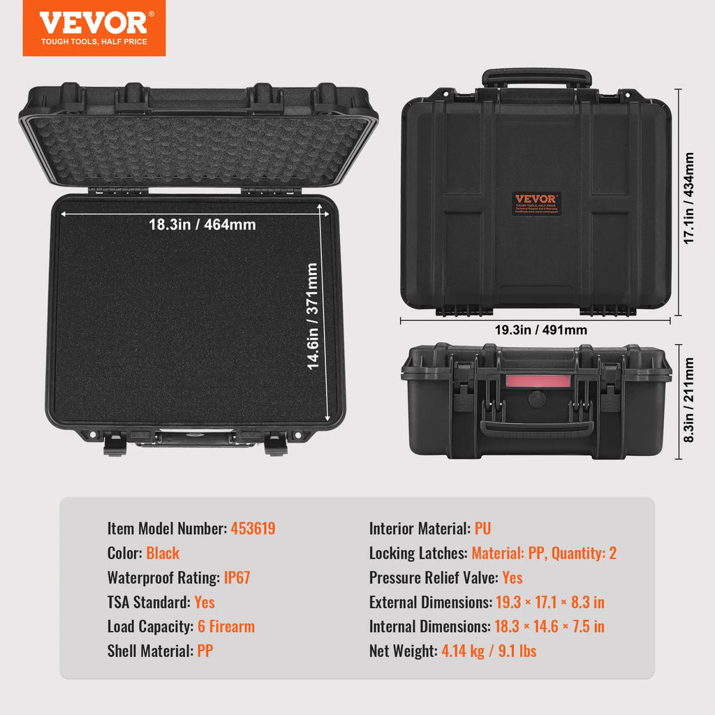 SucceBuy Hard Pistol Cases with Pre-cut PU Foam Lining Waterproof Dustproof Hard Gun Case for 1/2/5/6Pistol Lockable Pistol Case