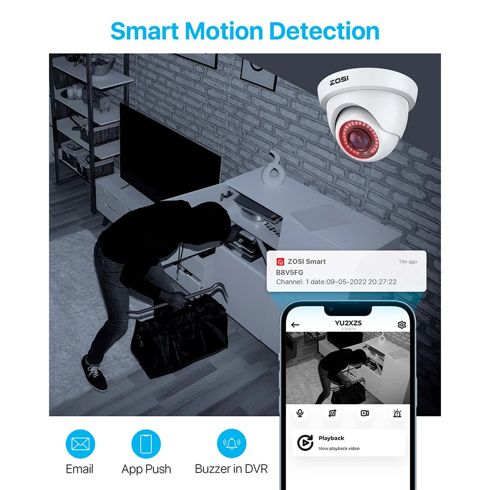 ZOSI 1080P TVI CCTV System 8CH Network TVI DVR 8PCS 2MP Weatherproof Home Security Camera System Wired Surveillance DVR Kit