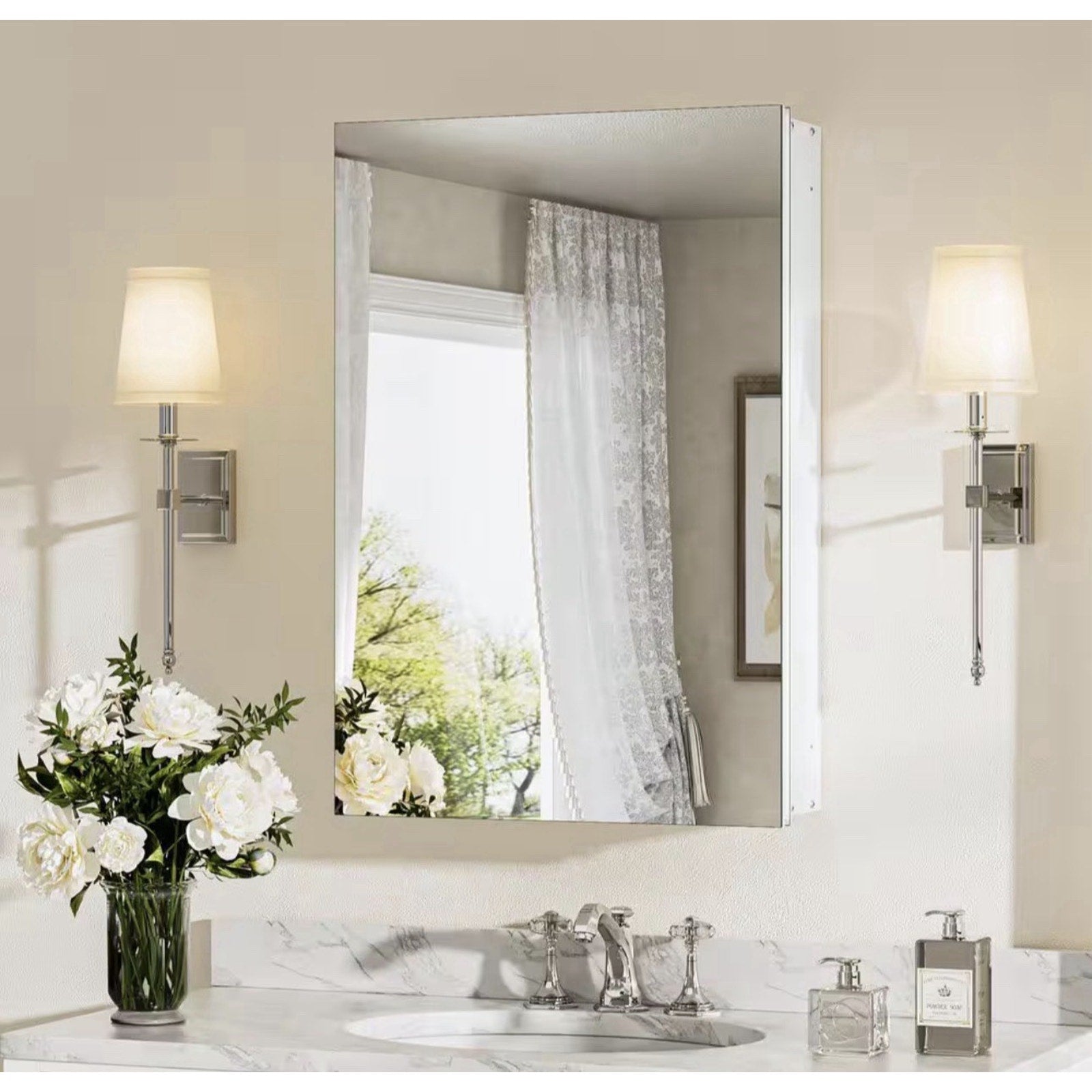 KeonJinn 16 in. W x 24 in. H Medicine Cabinet Rectangular Frameless