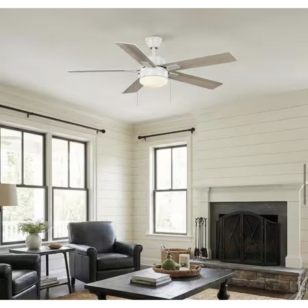 Hampton Bay 52 in Corwin Indoor/Outdoor Matte White LED Ceiling Fan w/ Light Kit