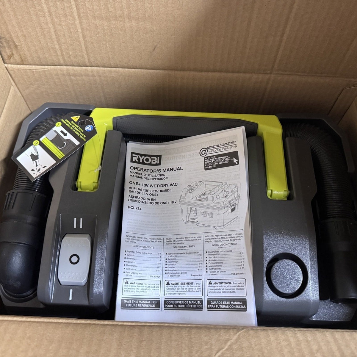 RYOBI PCL734 18V ONE+ LINK 3 Gallon Wet/Dry Vacuum Tool Only Open Box
