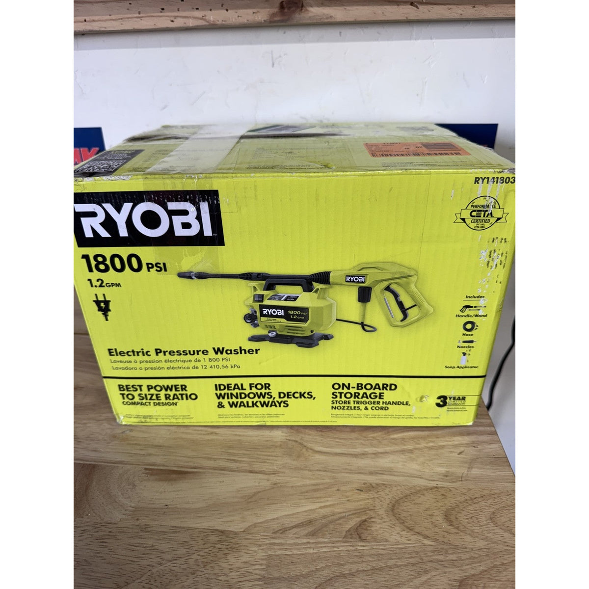 Ryobi RY141803 CORDED 1800 PSI Electric Pressure Washer Open Box