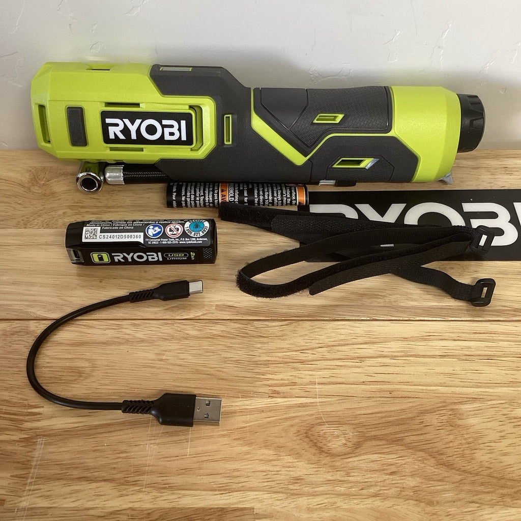 Ryobi FVIF51 USB Lithium Cordless High Pressure Portable Inflator Kit with...