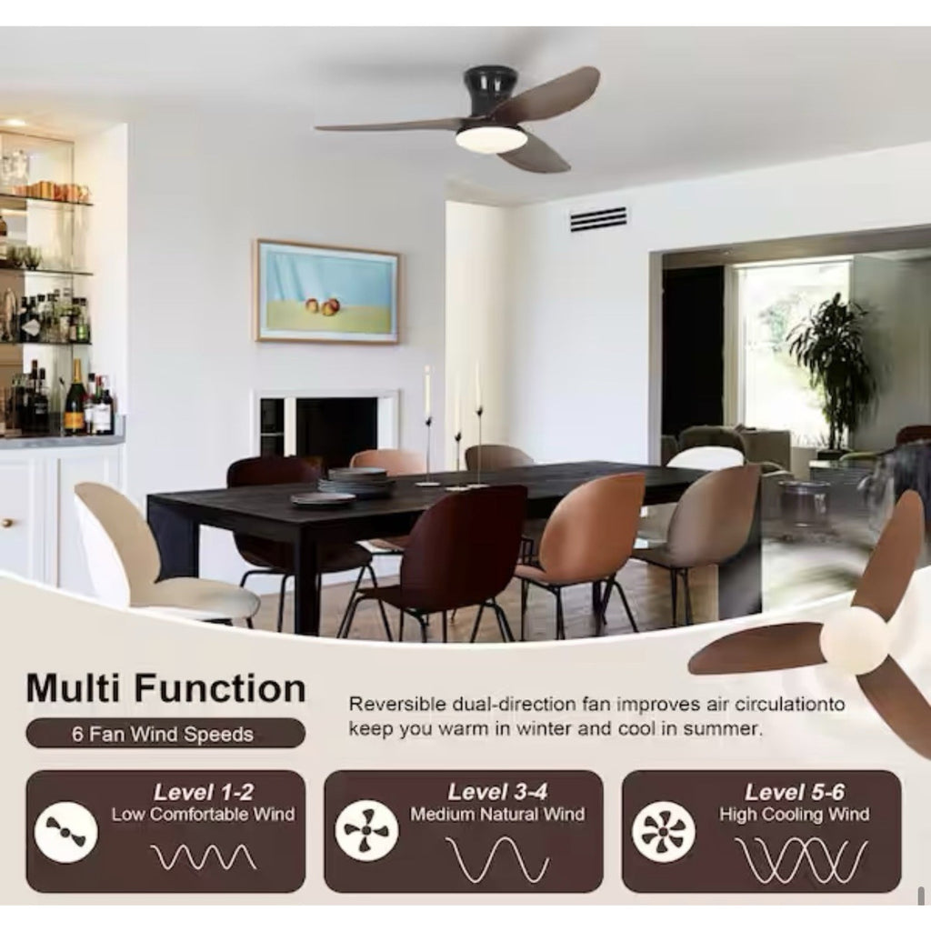 Tozing 40in. Smart Indoor Black Wood Fan