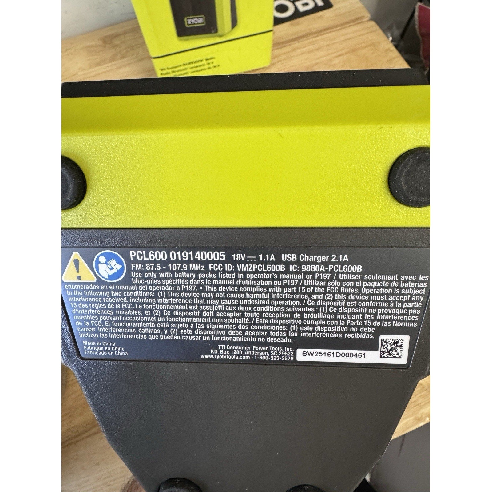 RYOBI (PCL600) ONE+ 18V Cordless Compact Radio with Bluetooth, Tool Only